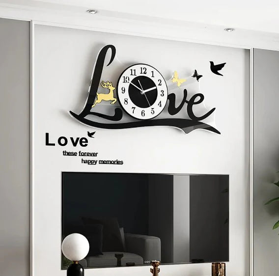 3D Love Wall Clock Acrylic Decore