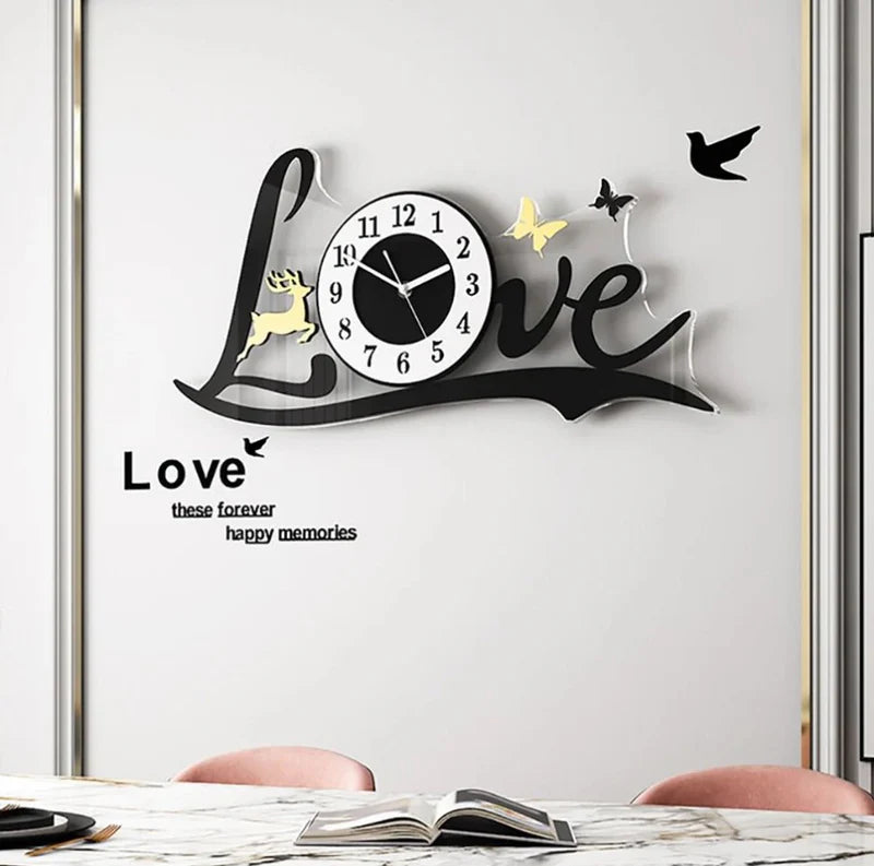 3D Love Wall Clock Acrylic Decore