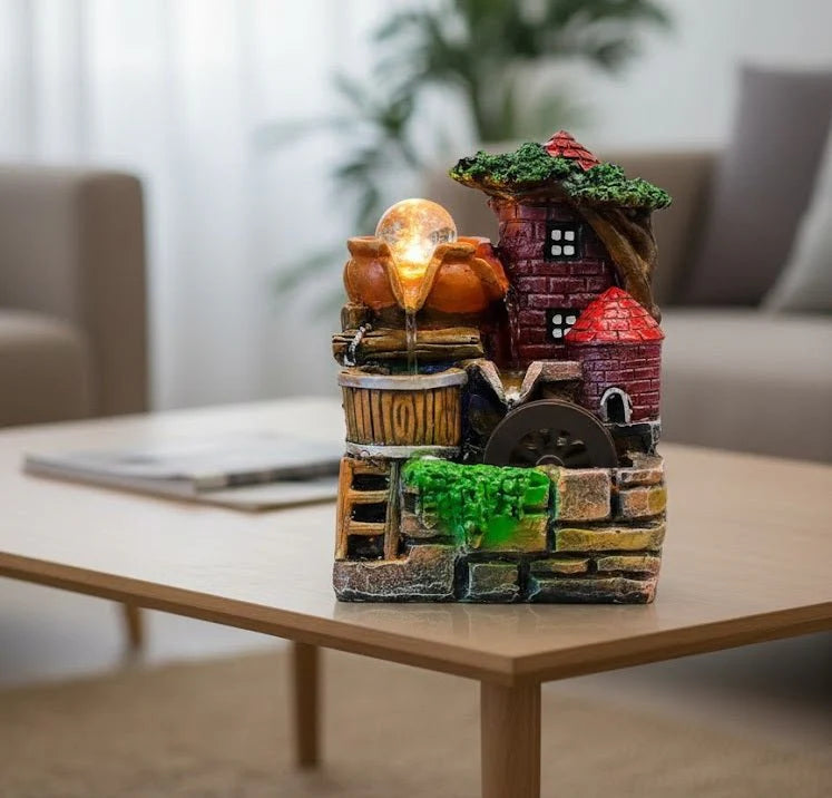 Mini Village Fountain Showpiece